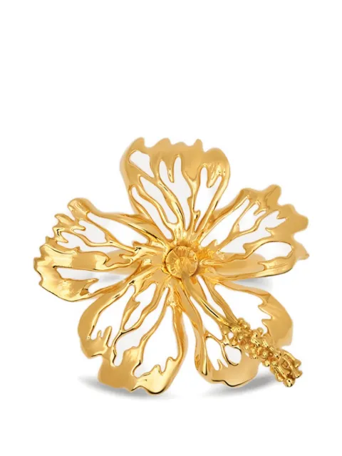Oscar de la Renta openwork hibiscus ring Gold P26J613GOL