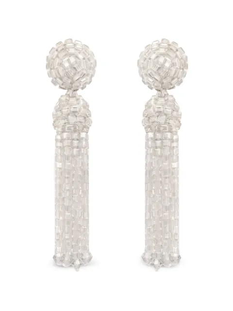 Oscar de la Renta beaded tassel clip-on earrings White P26J196SIL