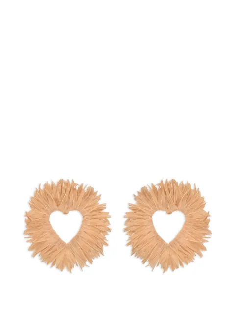 Oscar de la Renta raffia heart earrings Neutrals P26J191NAT