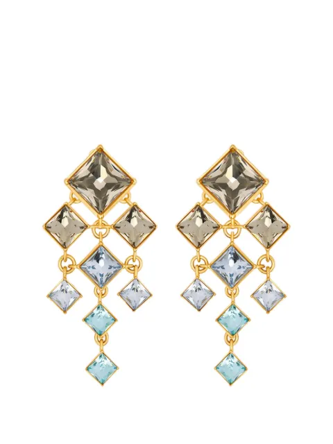Oscar de la Renta square-cut rhinestone chandelier clip-on earrings Gold P26J919SAP