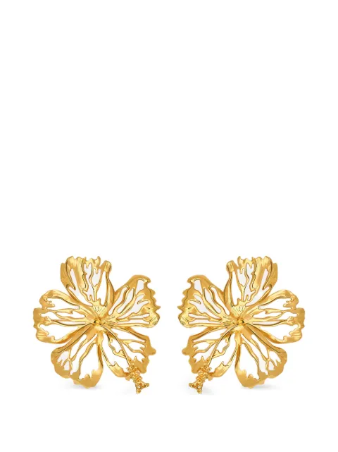 Oscar de la Renta openwork hibiscus earrings Gold P26J962GOL