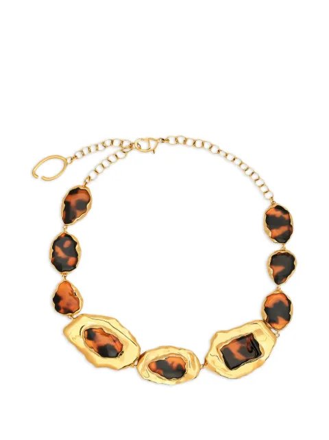 Oscar de la Renta tortoise stone collar necklace Gold P26J816TOR
