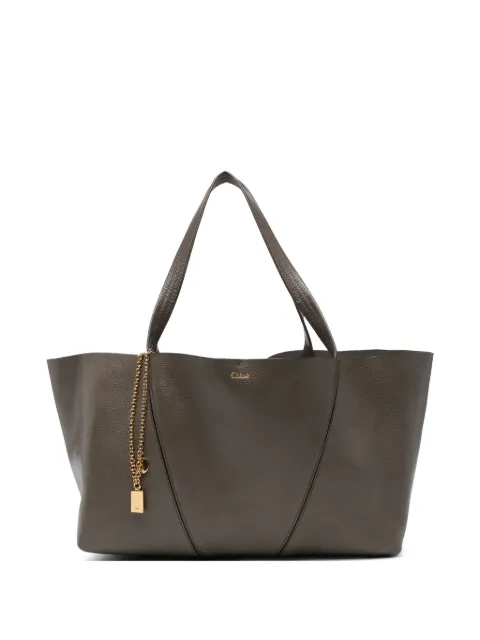 Chloé grainy-leather charm-detail tote bag Grey CH26SS814N84036