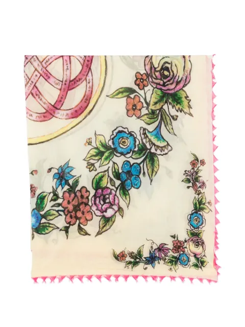 Faliero Sarti Marcella floral-print fringed-edge scarf Neutrals E261000