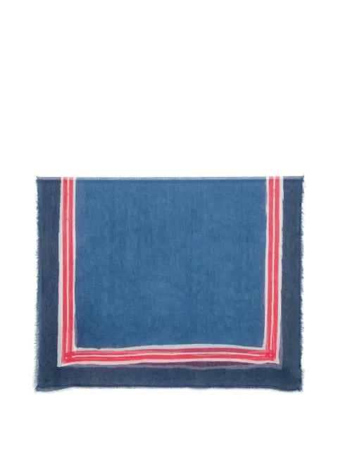 Faliero Sarti stripe-pattern frayed scarf Blue E262054