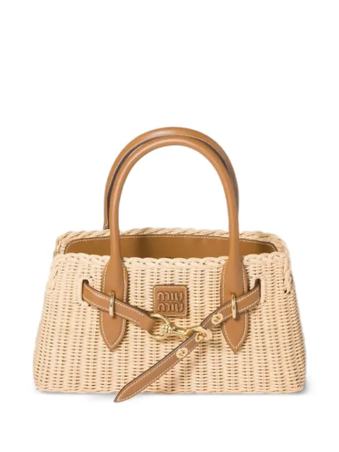 Miu Miu Aventure wicker and leather handbag Neutrals 5BA311VOOOABVU
