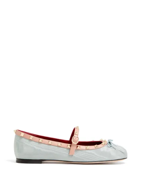 Valentino Garavani Rockstud mary-jane ballerina in moiré fabric 05mm Blue WS0QA5BHV