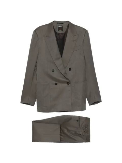 Zegna double-breasted wool suit Grey 316506A3