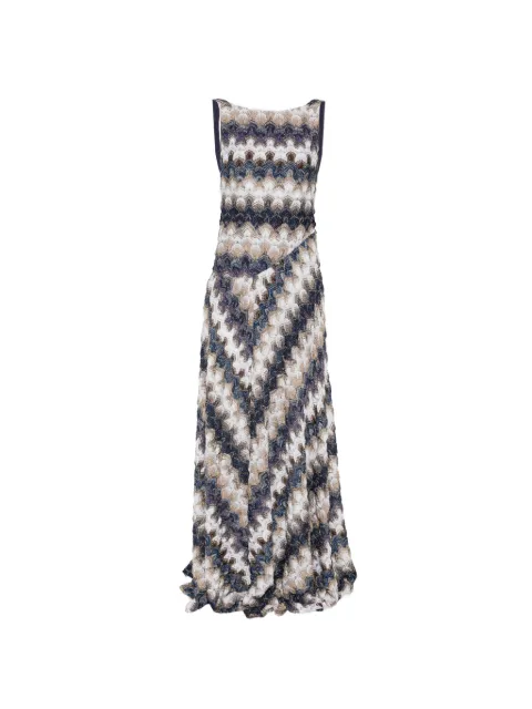 Missoni maxi zigzag-pattern open-back dress Neutrals DS26SG3PBR015J