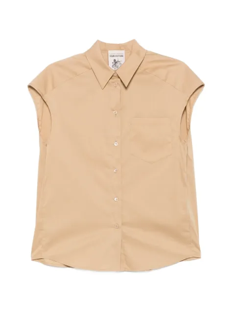 Semicouture Lottie cap-sleeve button-down shirt Neutrals S6SK06