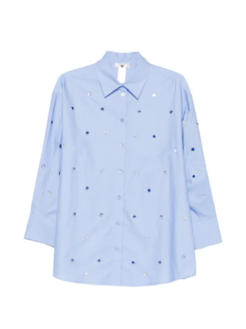 TWINSET crystal-embellished eyelet shirt Blue 261LL2HAA