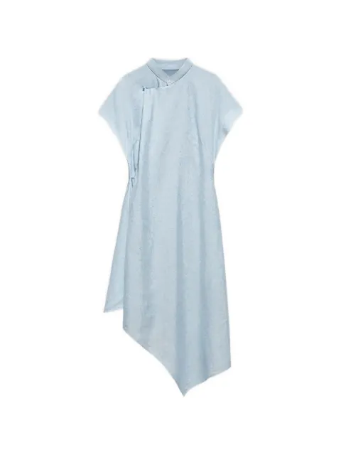 Shanghai Tang Tang jacquard asymmetric dress Blue Z2WRD462PT