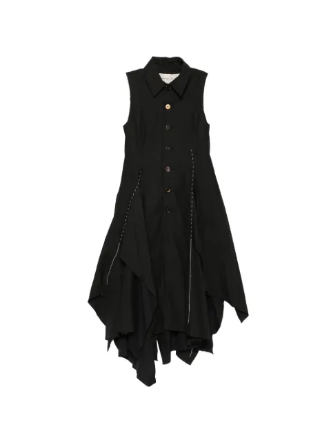 A Tentative Atelier contrast-stitch handkerchief-hem dress Black A2626707