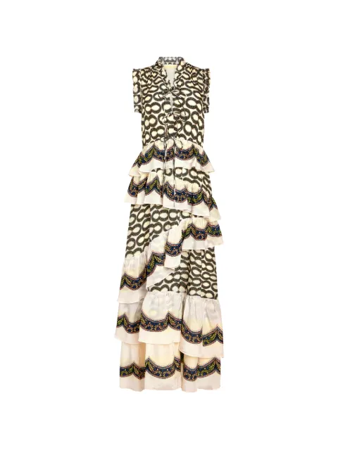 Marie Oliver Franklen ruffled tiered dress Neutrals 2F24359