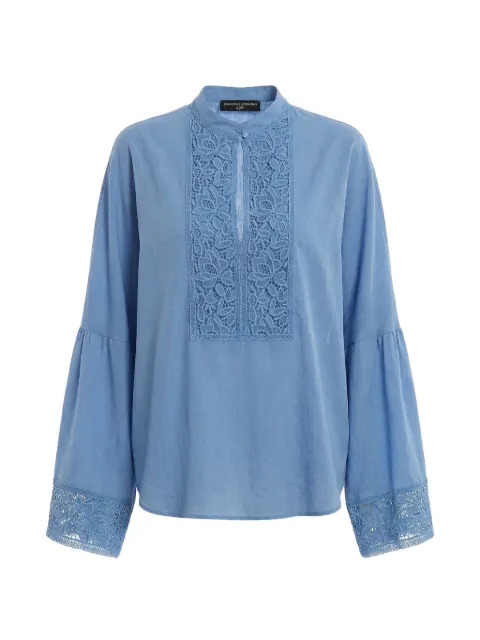 Ermanno Scervino lace-panelled bell-sleeve blouse Blue D484K300LJH
