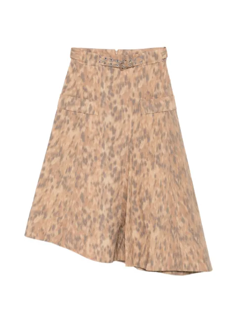 GANNI leopard-print belted skirt Neutrals A1090174