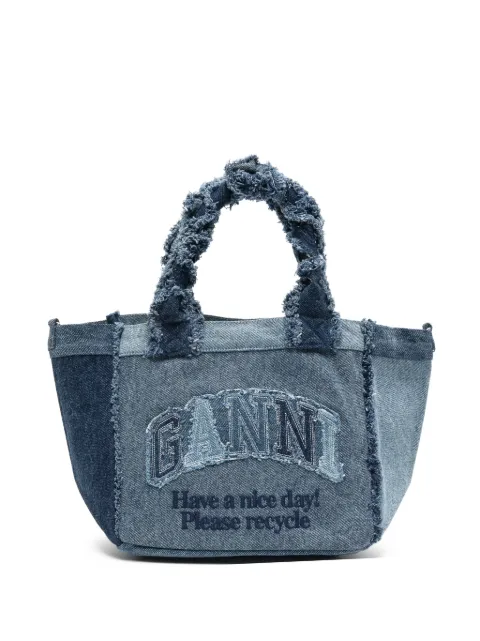 GANNI frayed panelled tote bag Blue B2110092569