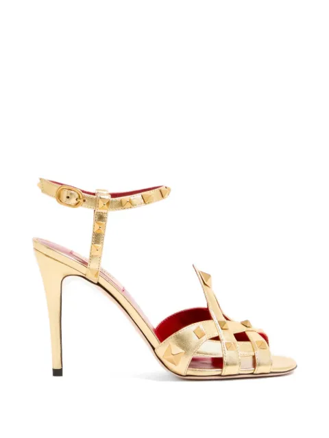 Valentino Garavani Studdy sandals in laminated nappa leather 100mm Gold WS0NM9EHA