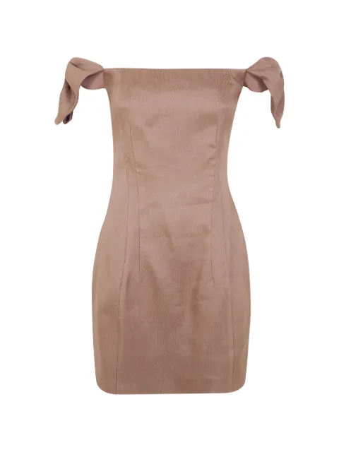 Elisabetta Franchi linen-blend mini dress Brown AB96862E2