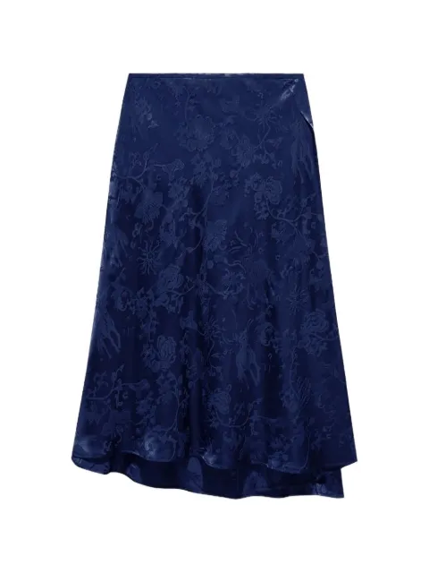 Shanghai Tang Tang jacquard floral-motif midi skirt Blue Z2WRS460CW