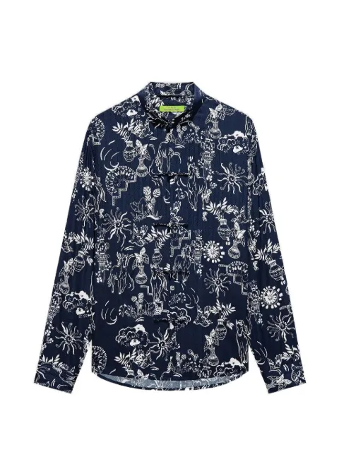 Shanghai Tang Tang graphic-print jacquard shirt Blue Z2MRB442CW