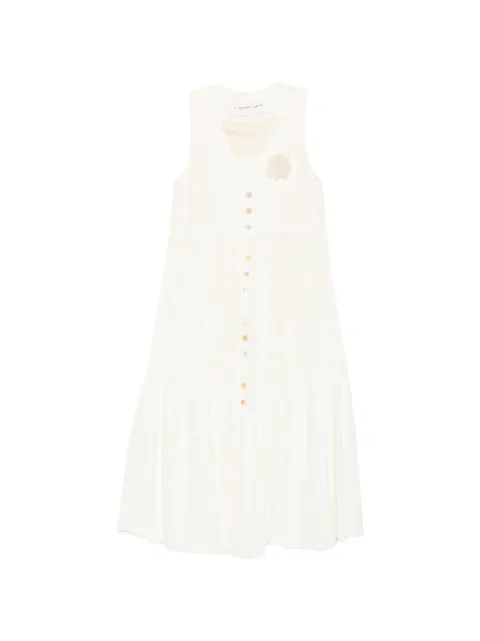 A Tentative Atelier pleated floral-appliqué dress White A2626706