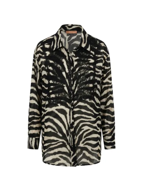 Ermanno Scervino zebra-print lace-embroidered shirt Neutrals D484K701YAJ