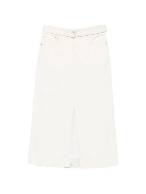 sacai belted front-slit midi skirt White 2608470