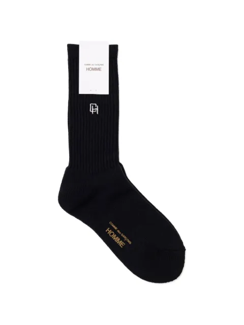 Comme des Garçons Homme logo-embroidered ribbed socks Black HQK501