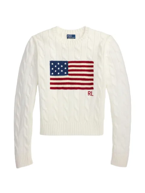 Polo Ralph Lauren cable-knit flag sweater White 211A97954002