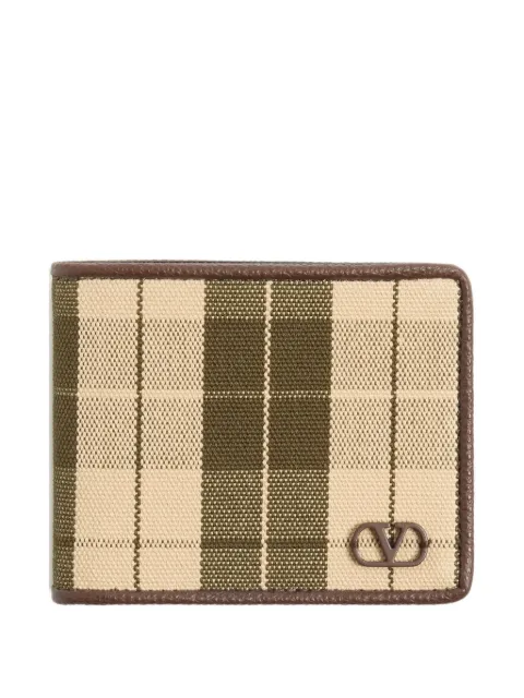 Valentino Garavani Vlogo Signature wallet in checked fabric Green YP0AP3JQD