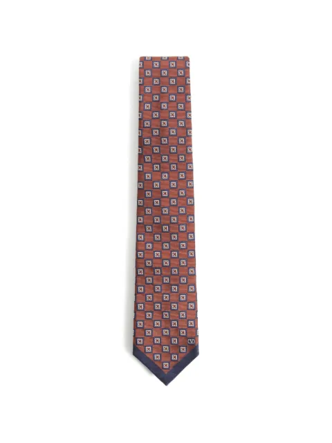 Valentino Garavani Valentie jacquard silk tie with geometric pattern Brown YEV195YTN