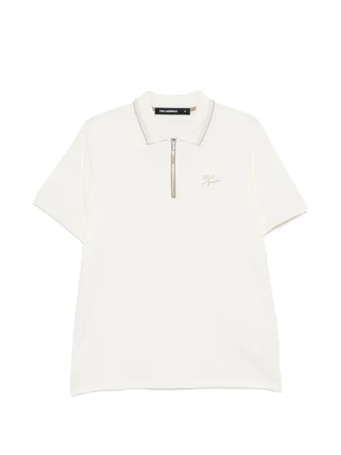Karl Lagerfeld zip-fastening polo shirt Neutrals 745021562221