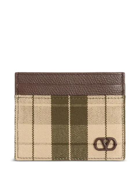 Valentino Garavani VLogo Signature cardholder in checked fabric Brown YP0AP4JQD