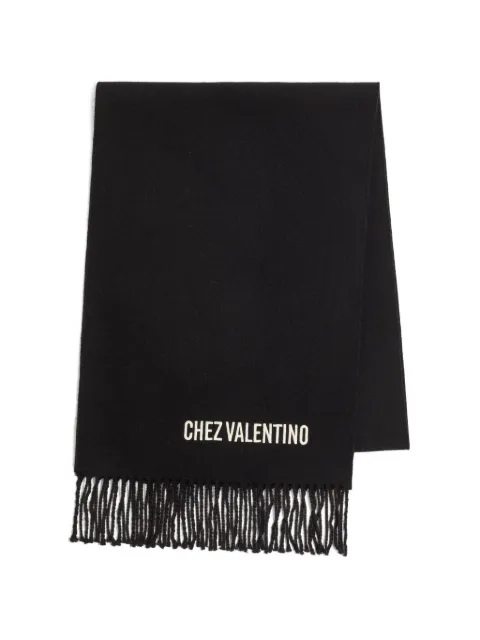 Valentino Garavani wool scarf with VLogo embroidery Black YET028UJC
