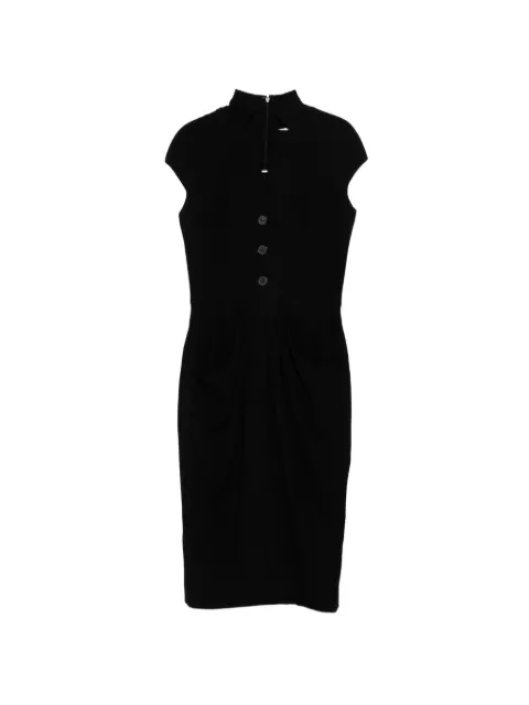Christian Dior Pre-Owned Tailored Black Wool Draped Midi Dress Black CSVM9131
