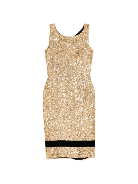 Dolce & Gabbana Pre-Owned sequined velvet-trim dress Yellow CSVM9175