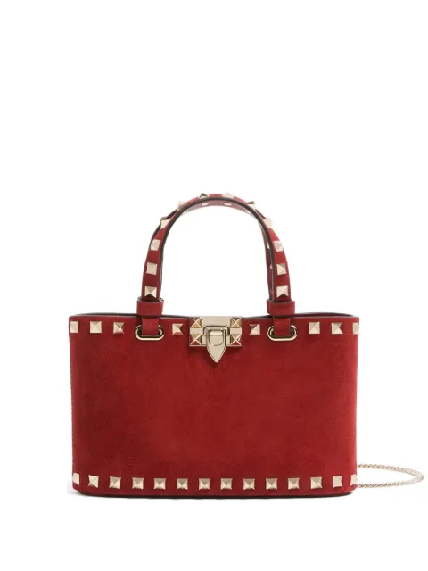 Valentino Garavani Rockstud mini suede shopping bag Red WP0AT0KQQ
