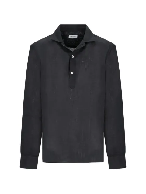 Tagliatore half-placket long-sleeve shirt Black DUSTIN740005