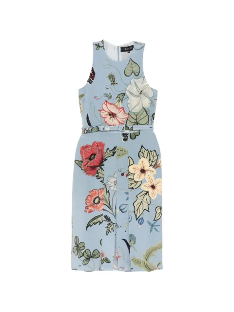 Gucci Pre-Owned 2015 flora knight printed silk dress Blue CSVM9163