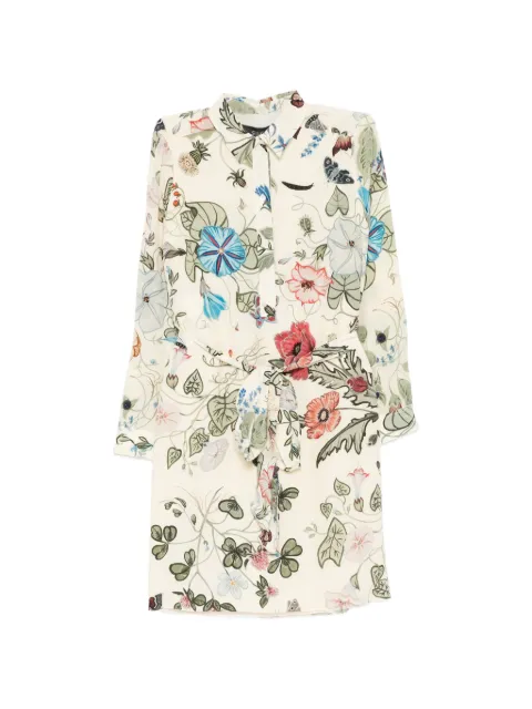 Gucci Pre-Owned flora knight printed silk shirt dress Neutrals CSVM9164