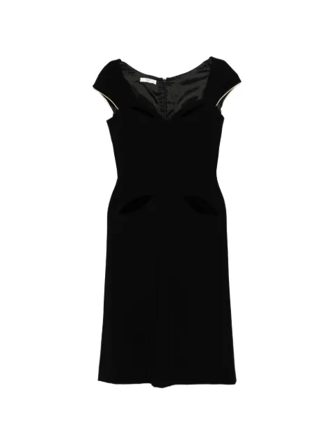 Prada Pre-Owned 2004 Sweetheart Neck Black Wool Midi Dress Black CSVM9127