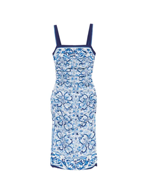 Dolce & Gabbana Pre-Owned Majolica-print sleeveless dress White CSVM9171