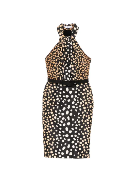 Christian Dior Pre-Owned 2009 Polka Dot Silk Halterneck Midi Dress Black CSVM9129
