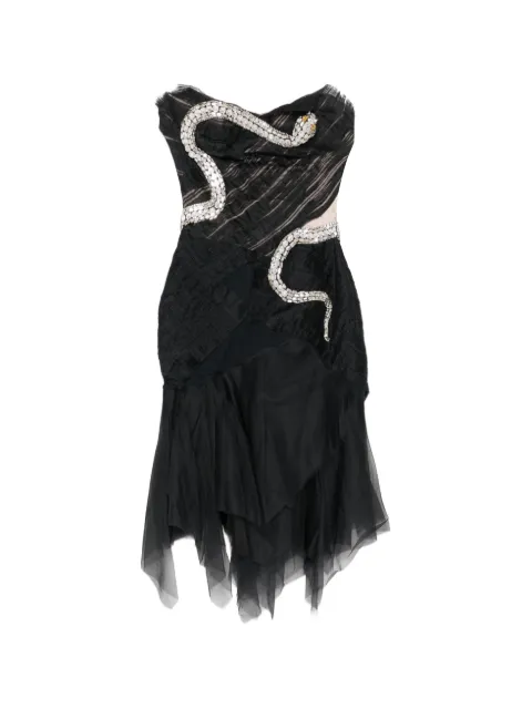 Gucci Pre-Owned 2004 crystal-snake strapless dress Black CSVM9162