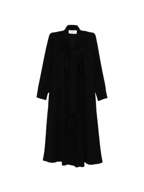 Celine Pre-Owned Triomphe Jacquard Silk Wrap Midi Dress Black CSVM9141