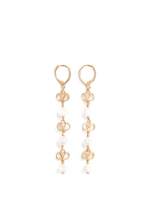 Valentino Garavani Vlogo Signature earrings in metal glass beads and swarovski crystals Gold WJ0CD3QVS
