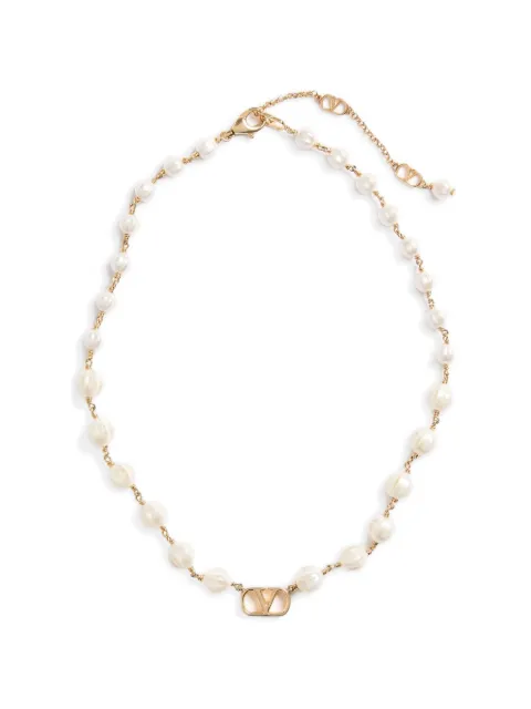 Valentino Garavani Vlogo Signature necklace in metal and glass beads Gold WJ0CC9UXM