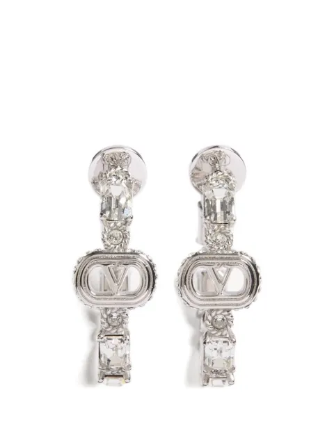 Valentino Garavani Oval metal earrings with Swarovski® crystals Silver WJ0CC1QEU