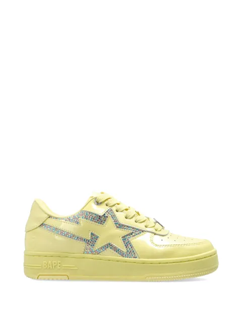 A BATHING APE® Bape Sta crystal-embellished leather sneakers Yellow 0ZXSHW323912Q